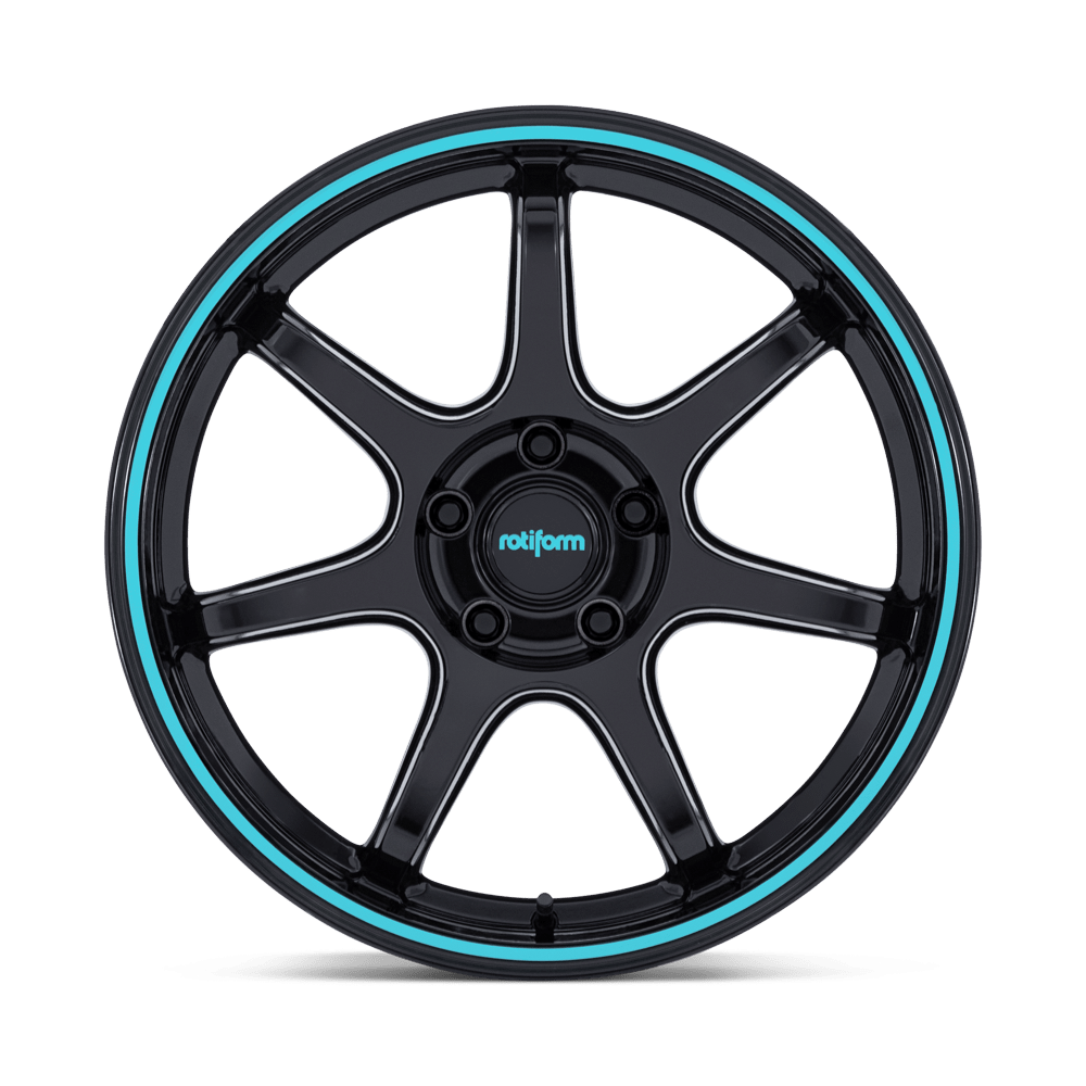 Rotiform RC208 BPU 18x8.5 Gloss Black w/Teal Stripe 35mm ET 72.56mm CB 5x114.3