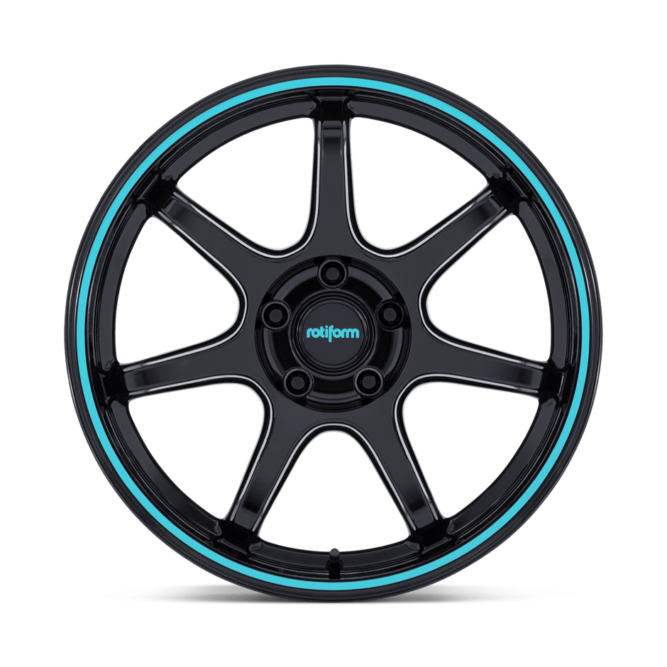 Rotiform RC208 BPU 18x8.5 Gloss Black w/Teal Stripe 35mm ET 72.56mm CB 5x114.3