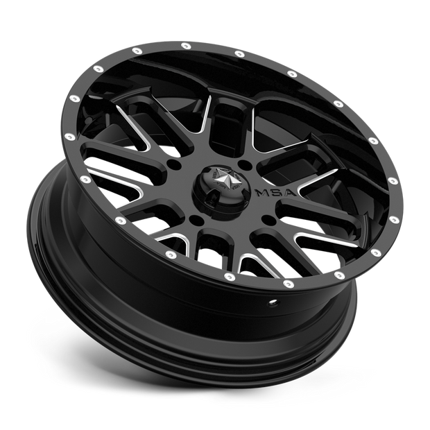 MSA Offroad Wheels M35 Bandit 22x7 Gloss Black Milled 0mm ET 132mm CB 4x156