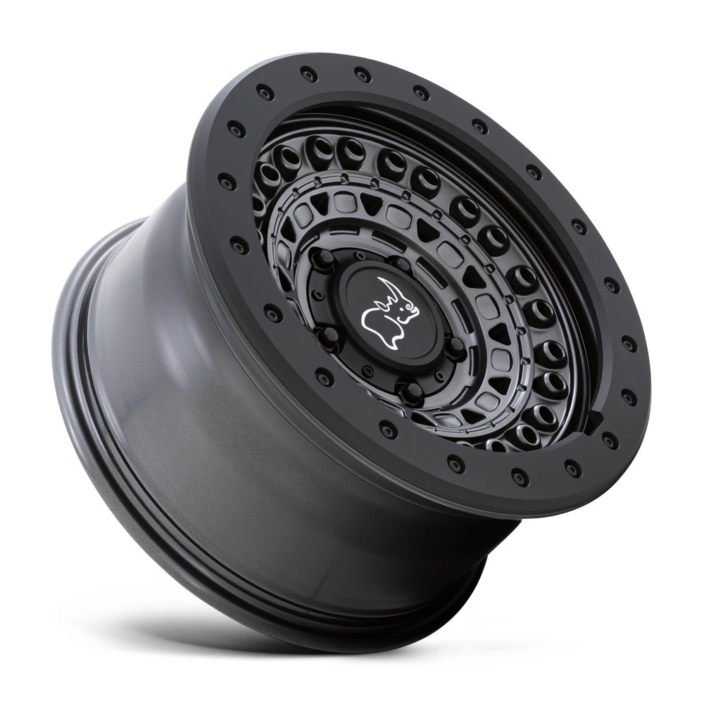 Black Rhino Hard Alloys Barricade 17x8.5 Gun Black w/Black Rock Guard -18mm ET 76.1mm CB 5x114.3