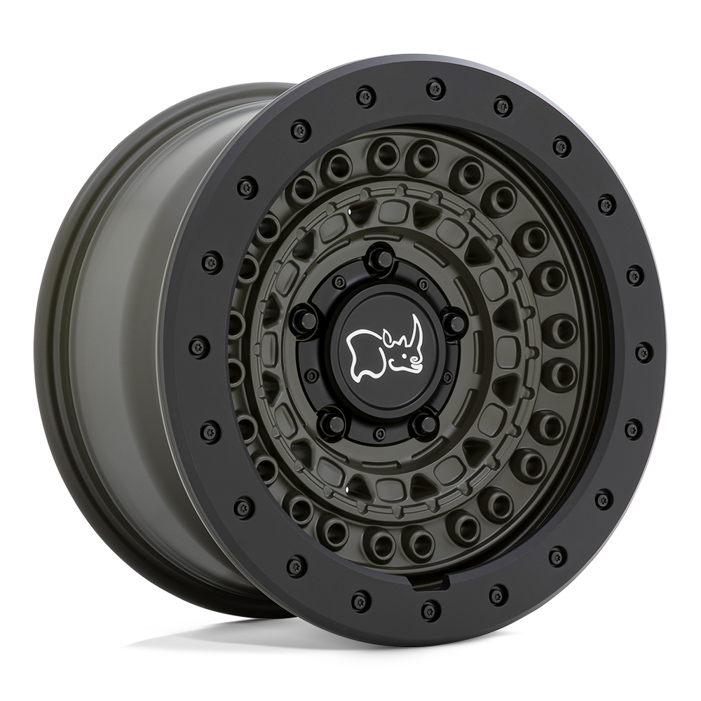 Black Rhino Hard Alloys Barricade 17x8.5 Olive Drab Green w/Black Rock Guard -34mm ET 71.5mm CB 5x127