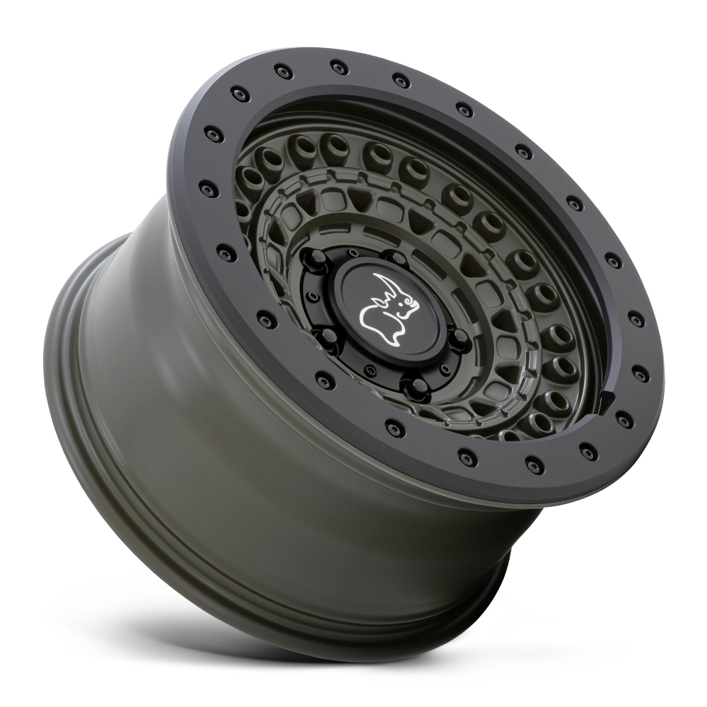 Black Rhino Hard Alloys Barricade 17x8.5 Olive Drab Green w/Black Rock Guard -34mm ET 71.5mm CB 5x127