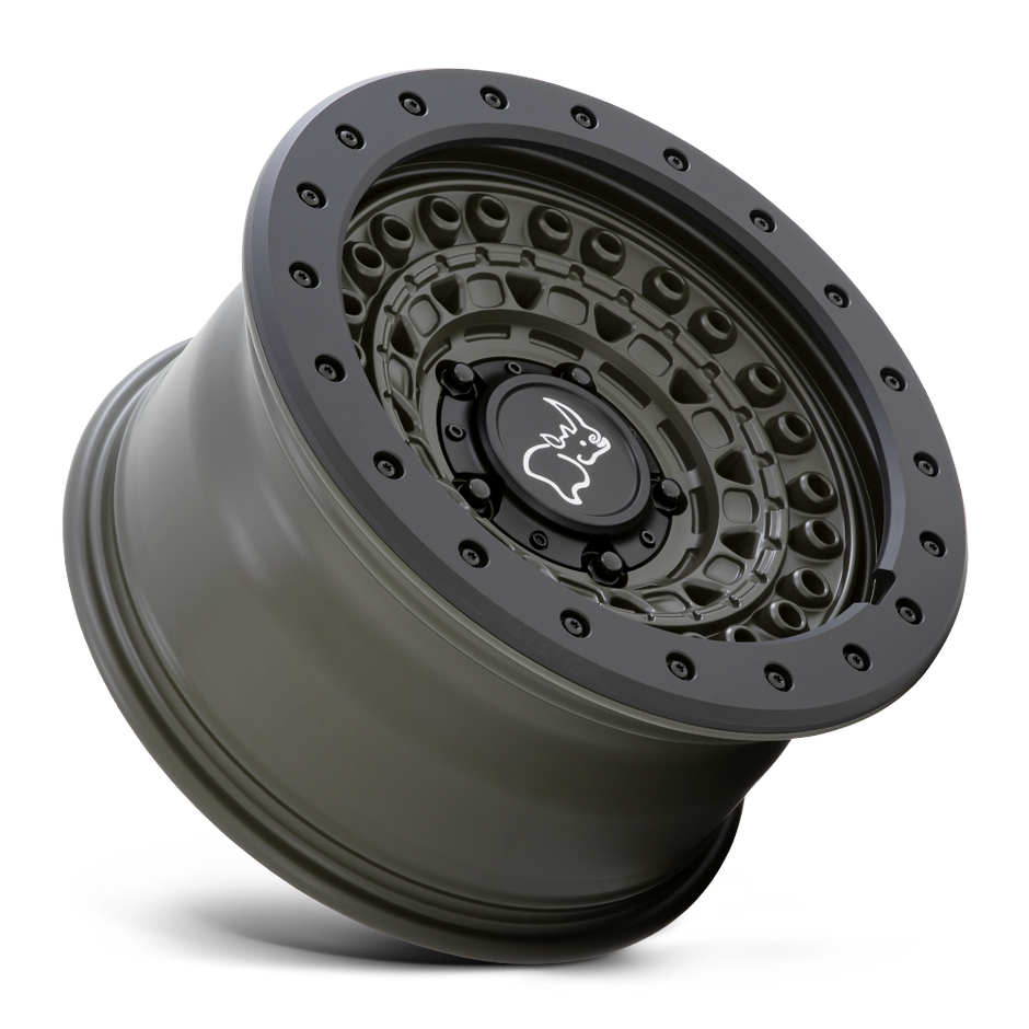 Black Rhino Hard Alloys Barricade 17x8.5 Olive Drab Green w/Black Rock Guard -34mm ET 71.5mm CB 5x127