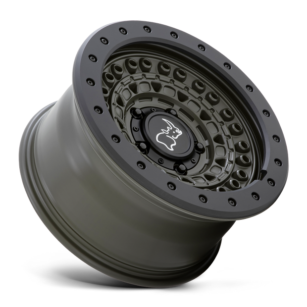 Black Rhino Hard Alloys Barricade 17x8.5 Olive Drab Green w/Black Rock Guard -34mm ET 71.5mm CB 5x127