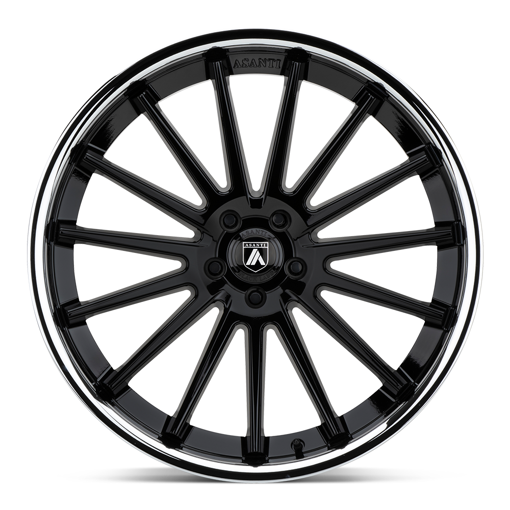 Asanti Wheels ABL24 Beta 22x9 Gloss Black w/Chrome Lip 15mm ET 72.6mm CB 5x130