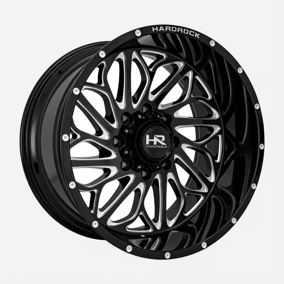 Hardrock Offroad Blacktop Xposed 20x10 Gloss Black Milled -19mm ET 124.3mm CB 8x180 wheel