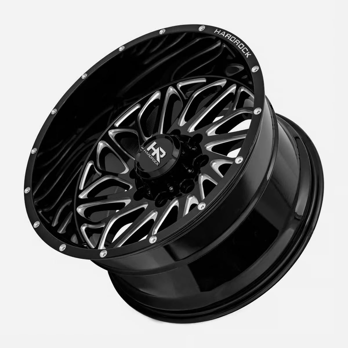 Hardrock Offroad Blacktop Xposed 20x10 Gloss Black Milled -19mm ET 124.3mm CB 8x180 wheel