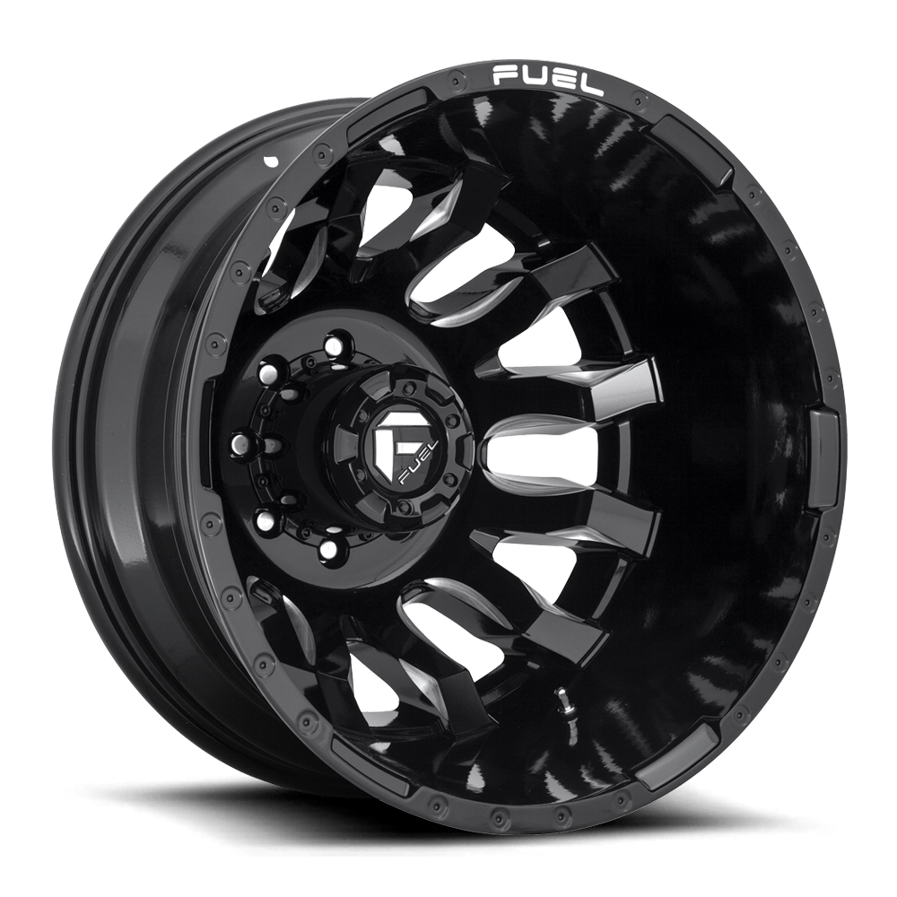 Fuel Wheels D673 Blitz Dually-Rear Outer 20x8.25 Gloss Black Milled -202mm ET 142mm CB 8x200