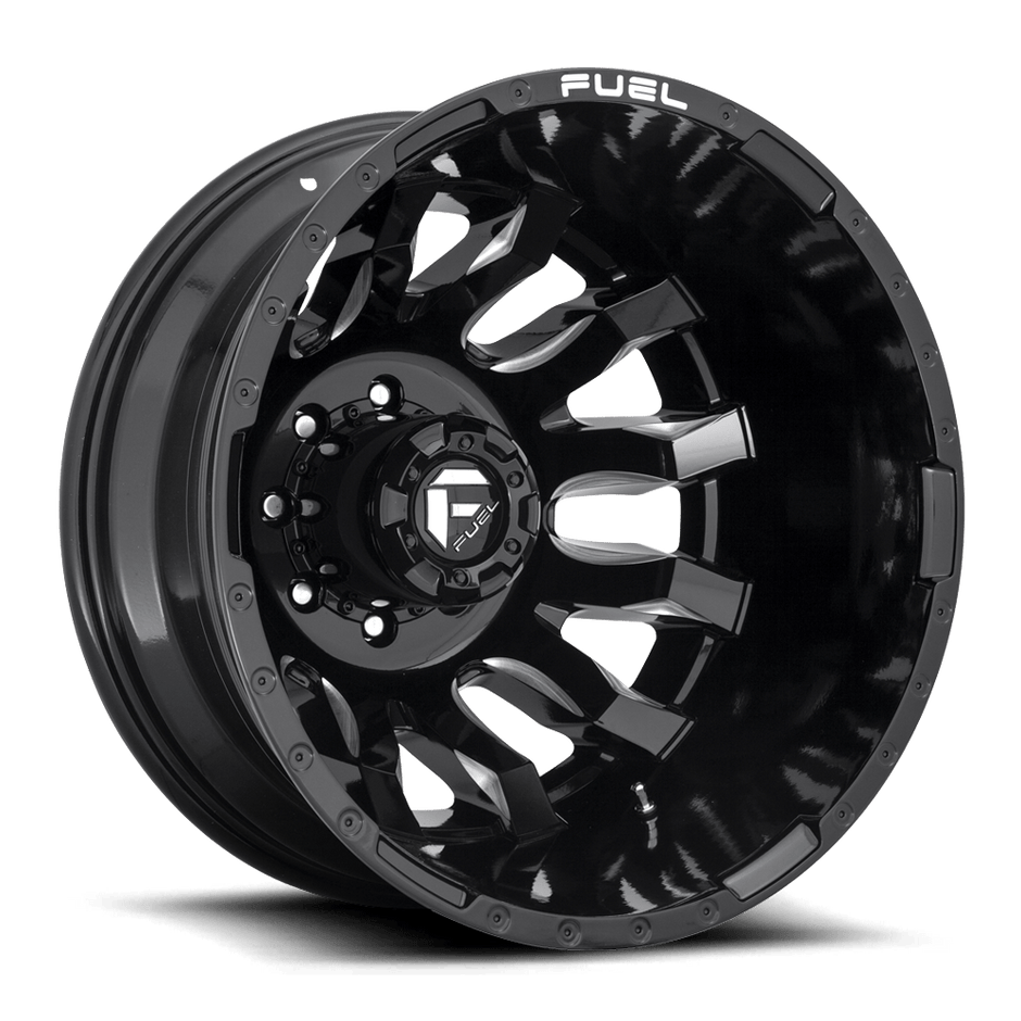 Fuel Wheels D673 Blitz Dually-Rear Outer 20x8.25 Gloss Black Milled -202mm ET 142mm CB 8x200