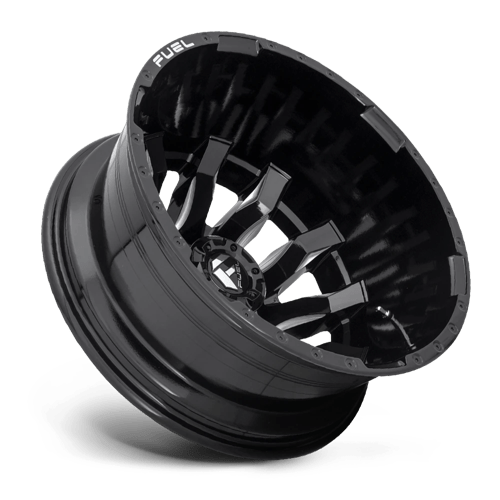 Fuel Wheels D673 Blitz Dually-Rear Outer 20x8.25 Gloss Black Milled -202mm ET 142mm CB 8x200