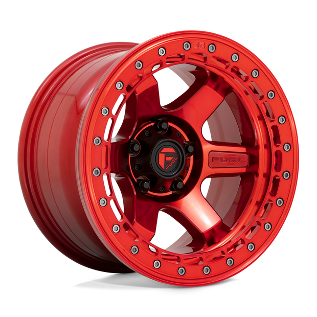 Fuel Wheels D123 Block Beadlock 17x9 Candy Red w/Candy Red Ring -15mm ET 106.1mm CB 6x139.7