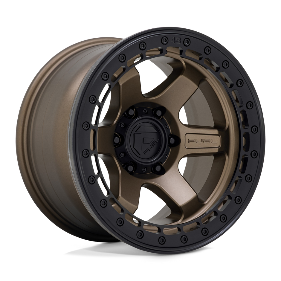 Fuel Wheels D124 Block Beadlock 17x9 Matte Bronze w/Matte Black Ring -15mm ET 106.1mm CB 6x139.7