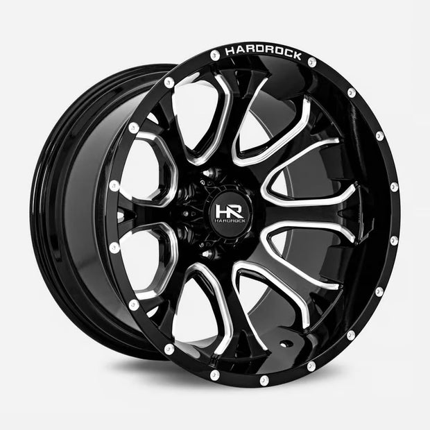 Hardrock Offroad Bloodshot Xposed 24x14 Gloss Black Milled -76mm ET 78.1mm CB 5x127 wheel