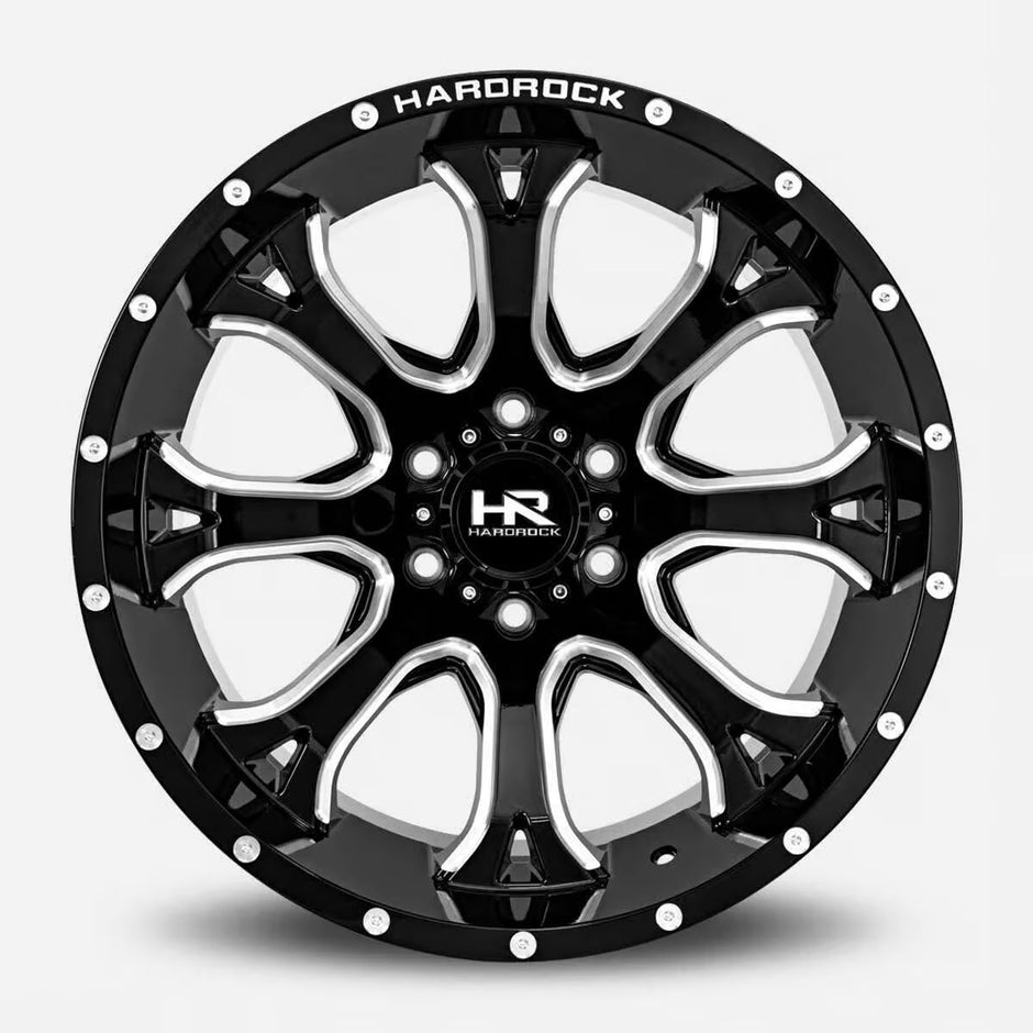 Hardrock Offroad Bloodshot Xposed 22x12 Gloss Black Milled -51mm ET 87.1mm CB 6x135 wheel