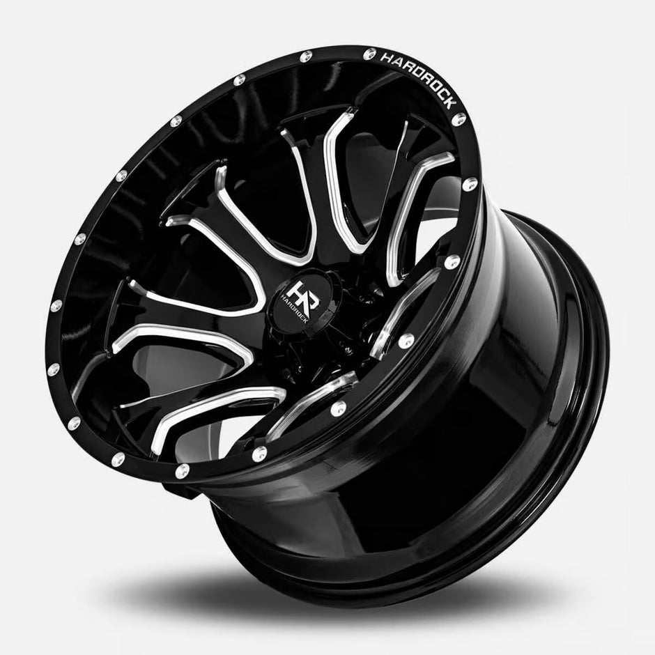 Hardrock Offroad Bloodshot Xposed 24x14 Gloss Black Milled -76mm ET 87.1mm CB 6x135 wheel
