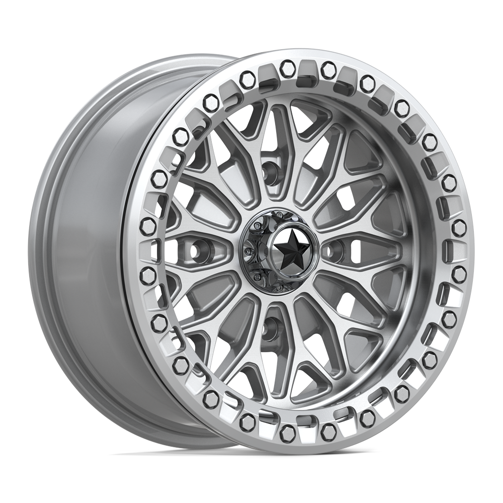 MSA Offroad Wheels MA53 Bolo UTV Beadlock 18x7 Gloss Silver w/Machined Face 10mm ET 86mm CB 4x110