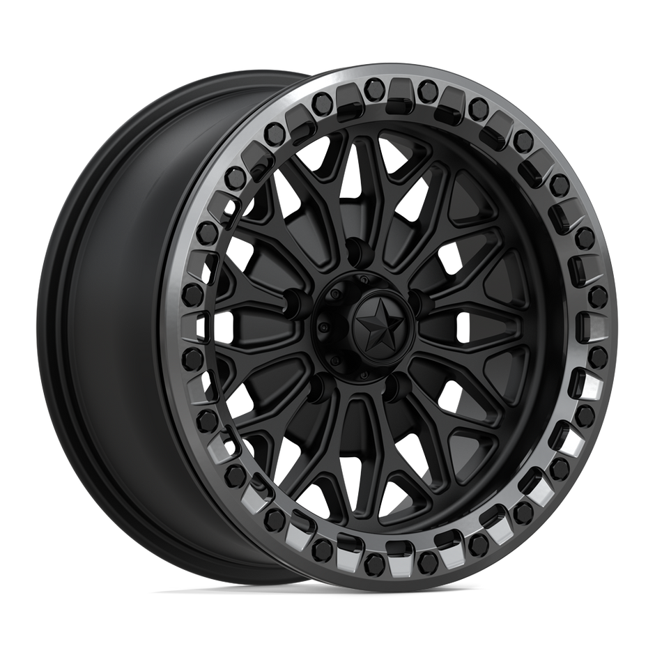 MSA Offroad Wheels MA53 Bolo UTV Beadlock 18x7 Matte Black w/Gloss Gunmetal Ring 10mm ET 100.3mm CB 6x139.7