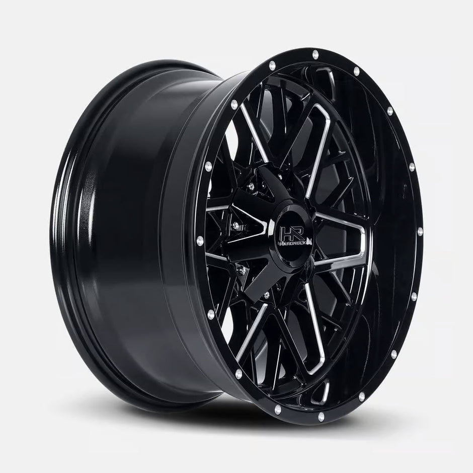 Hardrock Offroad Bomber 20x12 Gloss Black Milled -51mm ET 125.2mm CB 8x165.1 wheel