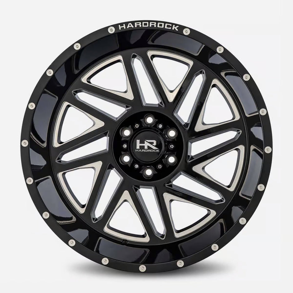 Hardrock Offroad Bones Xposed 20x12 Gloss Black Milled -44mm ET 87.1mm CB 6x135 wheel
