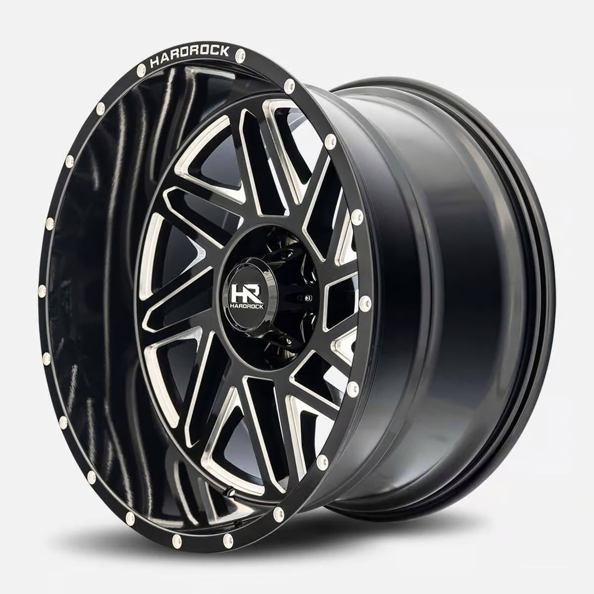 Hardrock Offroad Bones Xposed 24x14 Gloss Black Milled -76mm ET 87.1mm CB 6x135 wheel