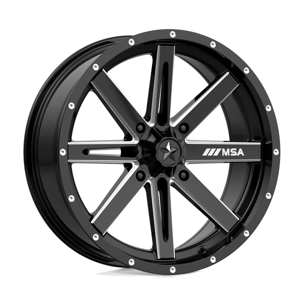 MSA Offroad Wheels M41 Boxer 16x7 Gloss Black Milled 10mm ET 132mm CB 4x156