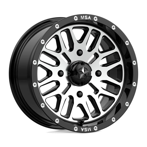 MSA Offroad Wheels M38 Brute 16x7 Gloss Black Machined 10mm ET 132mm CB 4x156