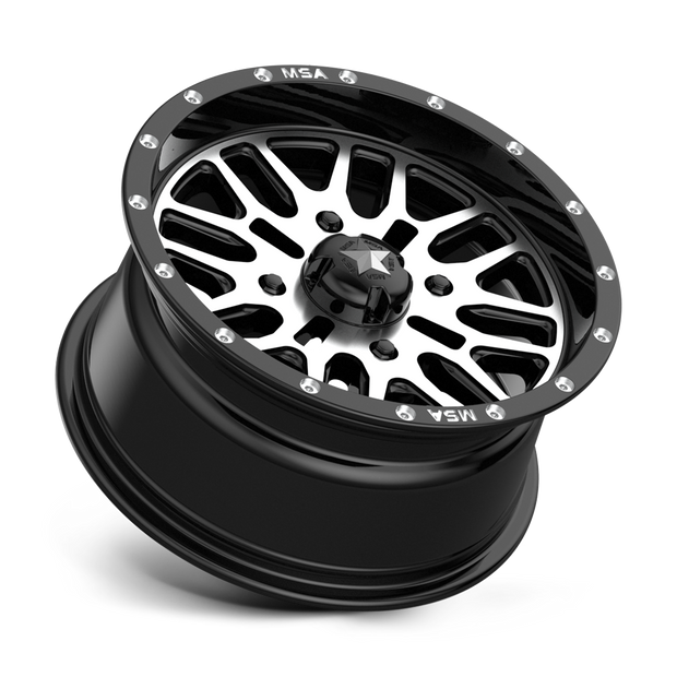 MSA Offroad Wheels M38 Brute 16x7 Gloss Black Machined 10mm ET 132mm CB 4x156
