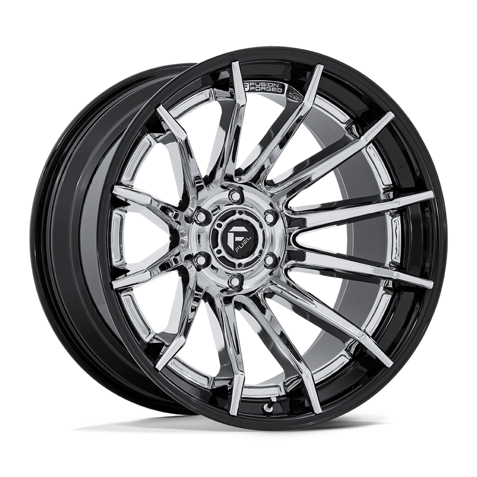 Fuel Wheels FC403 Burn 22x10 Chrome w/Gloss Black Lip -18mm ET 106.1mm CB 6x139.7
