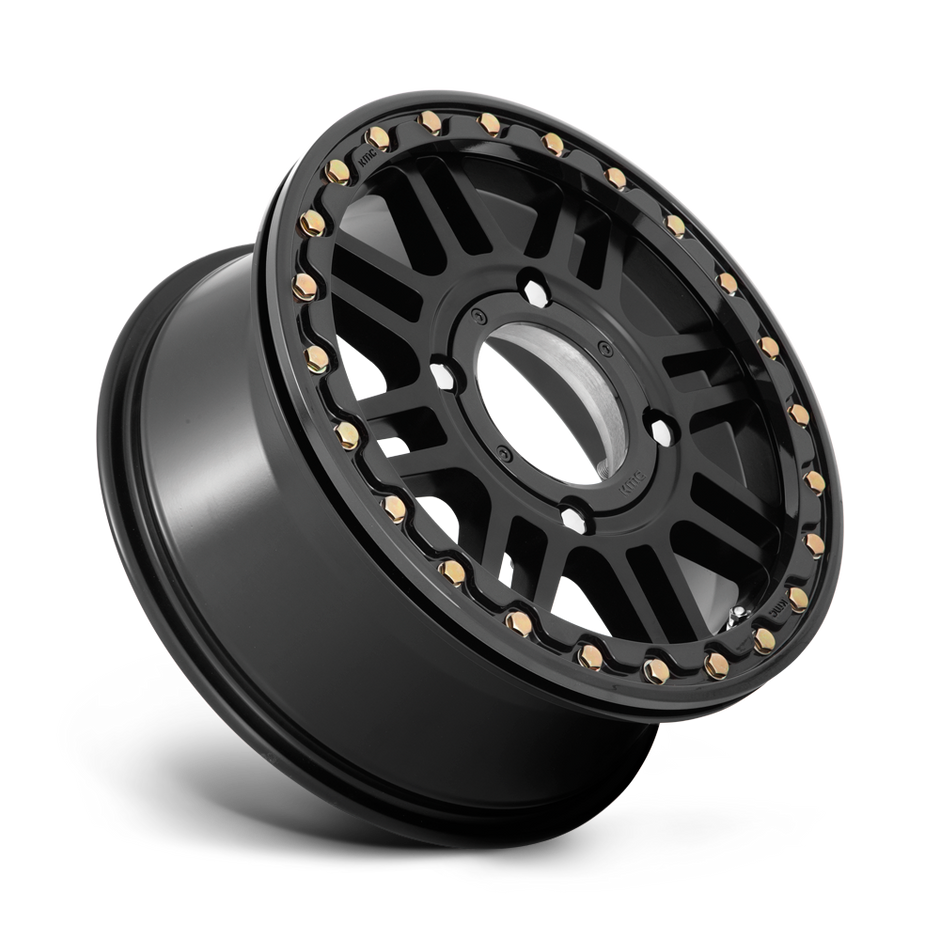 KMC Wheels KS250 Cage Beadlock 15x10 Satin Black w/Gloss Black Ring 0mm ET 112.1mm CB 4x137