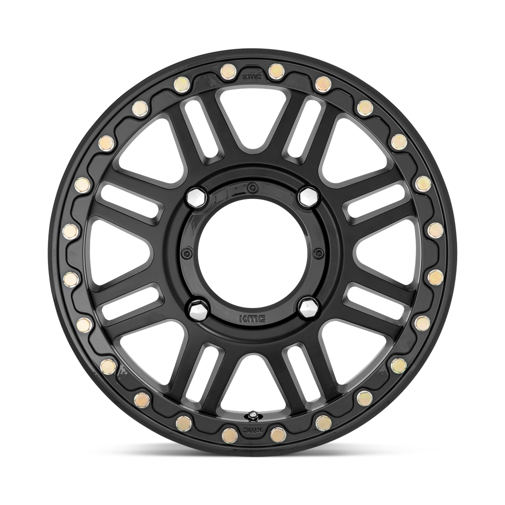 KMC Wheels KS250 Cage Beadlock 15x10 Satin Black w/Gloss Black Ring 0mm ET 112.1mm CB 4x137