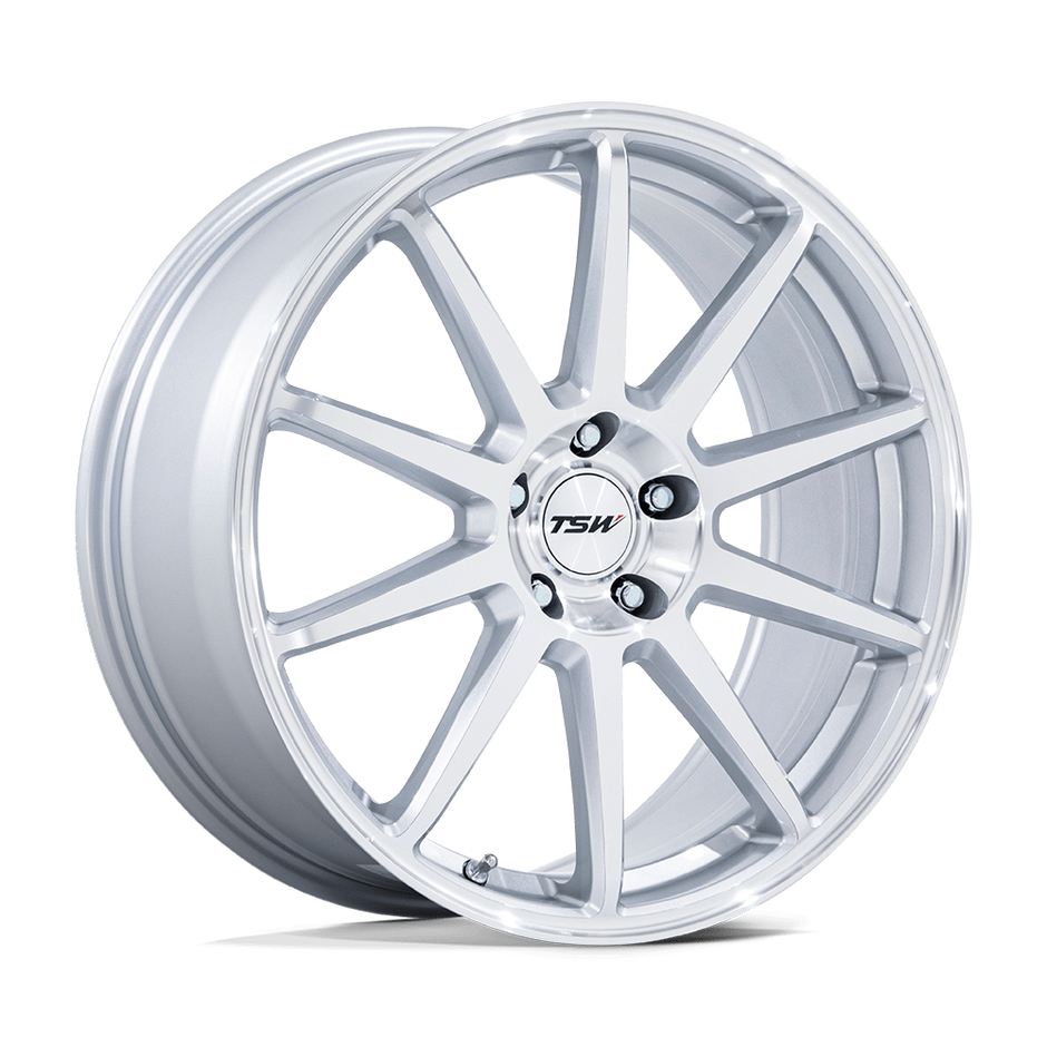 TSW TW004 Canard 19x10.5 Gloss Silver w/Machined Face 25mm ET 72.56mm CB 5x114.3