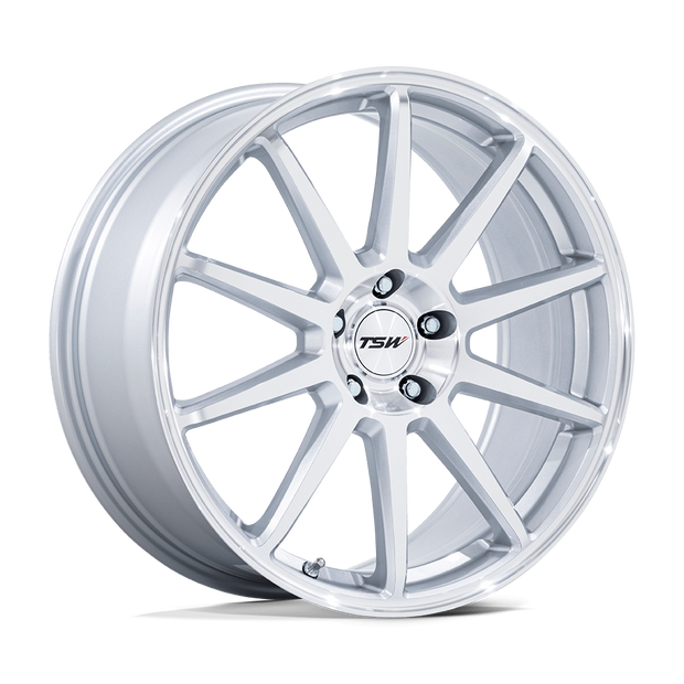 TSW TW004 Canard 19x10.5 Gloss Silver w/Machined Face 25mm ET 72.56mm CB 5x114.3