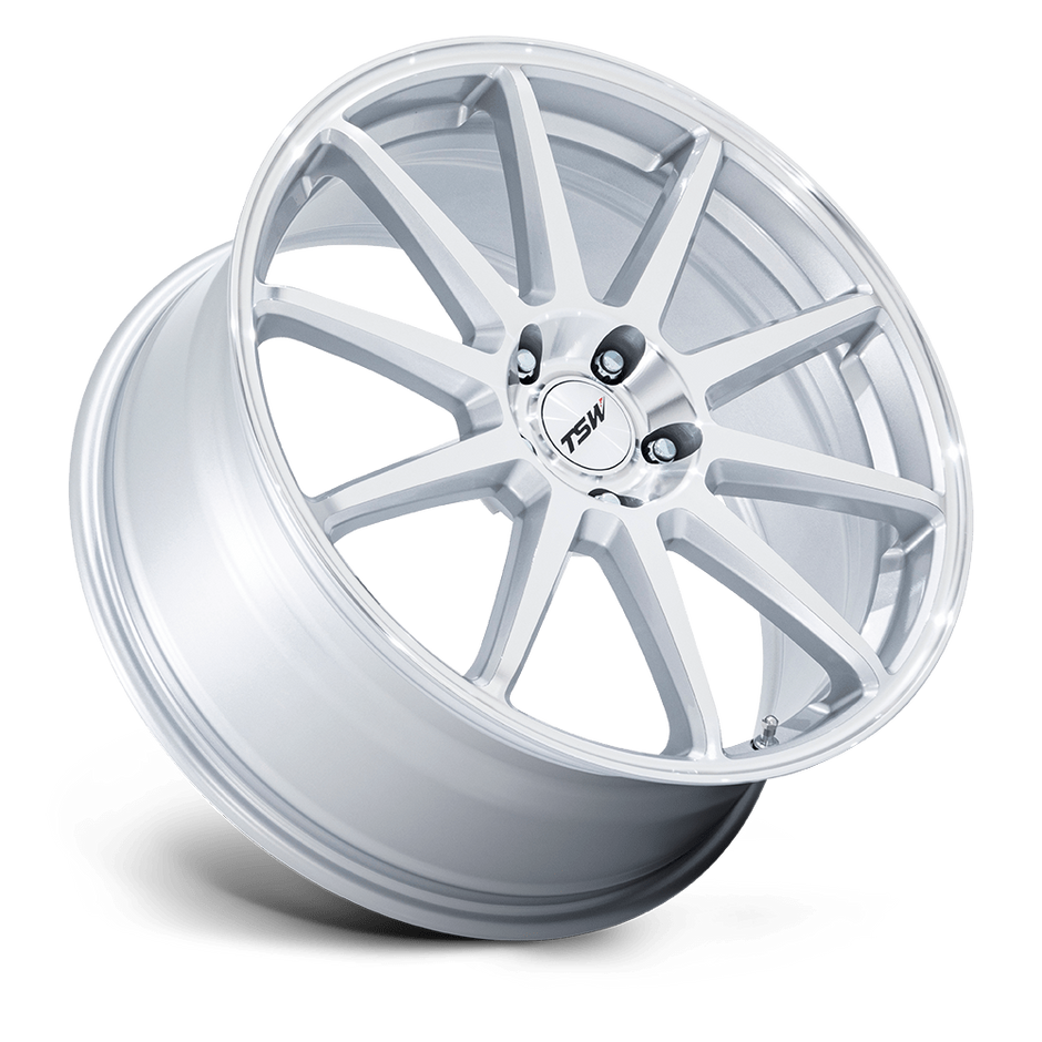 TSW TW004 Canard 19x10.5 Gloss Silver w/Machined Face 25mm ET 72.56mm CB 5x114.3