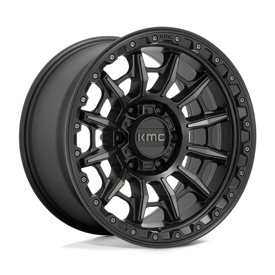 KMC Wheels KM547 Carnage 16x8 Satin Black w/Gray Tint 0mm ET 106.1mm CB 6x139.7