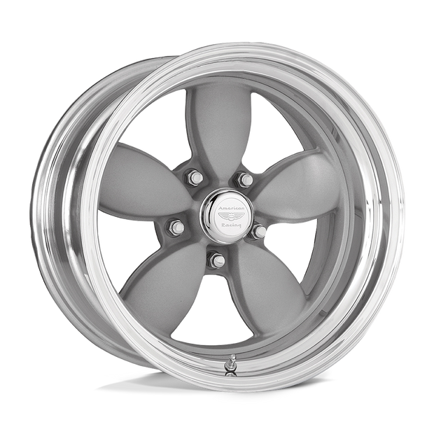 American Racing VN402 Classic 200S 15x9 Two-Piece Mag Gray w/Polished Barrel 0mm ET 83.06mm CB 5x120.65
