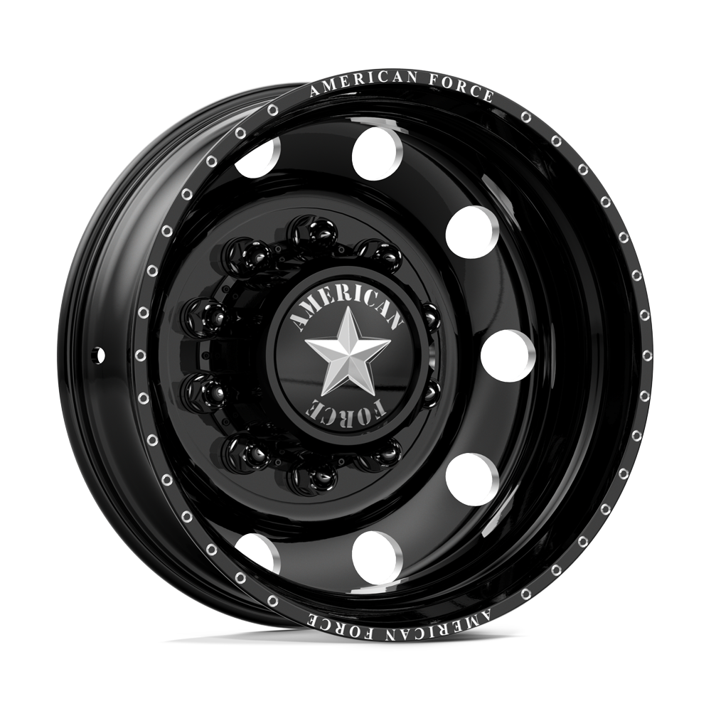 American Force Classic DRW forged wheels in gloss black milled finish, rear three-quarter view