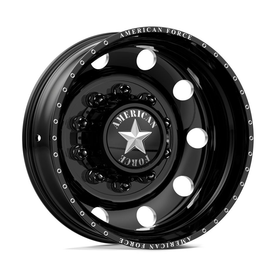 American Force Classic DRW forged wheels in gloss black milled finish, rear three-quarter view
