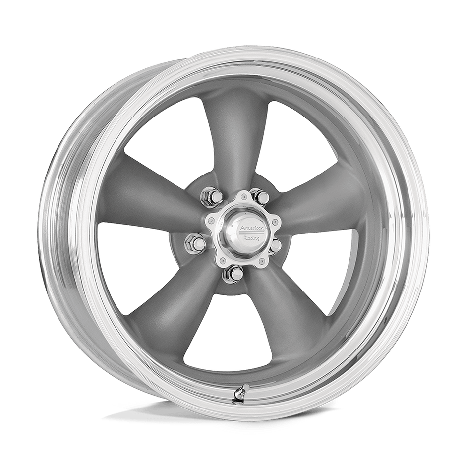 American Racing VN205 Classic Torq Thrust II 15x4 Torq Thrust Gray w/Polished Lip -25mm ET 72.6mm CB 5x114.3