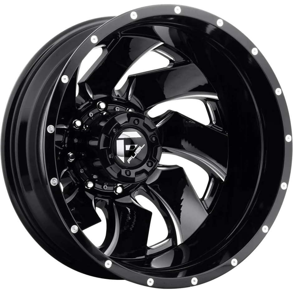 Fuel Wheels D574 Cleaver Dually-Rear Outer 20x8.25 Gloss Black Milled -240mm ET 121.5mm CB 8x165.1