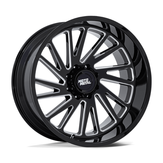 Moto Metal MO811 Combat 24x12 Gloss Black Milled -44mm ET 125.1mm CB 8x165.1