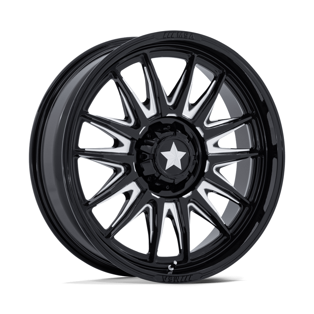 MSA Offroad Wheels M55 Commander UTV 22x7 Gloss Black Milled 0mm ET 110.1mm CB 4x137/4x156