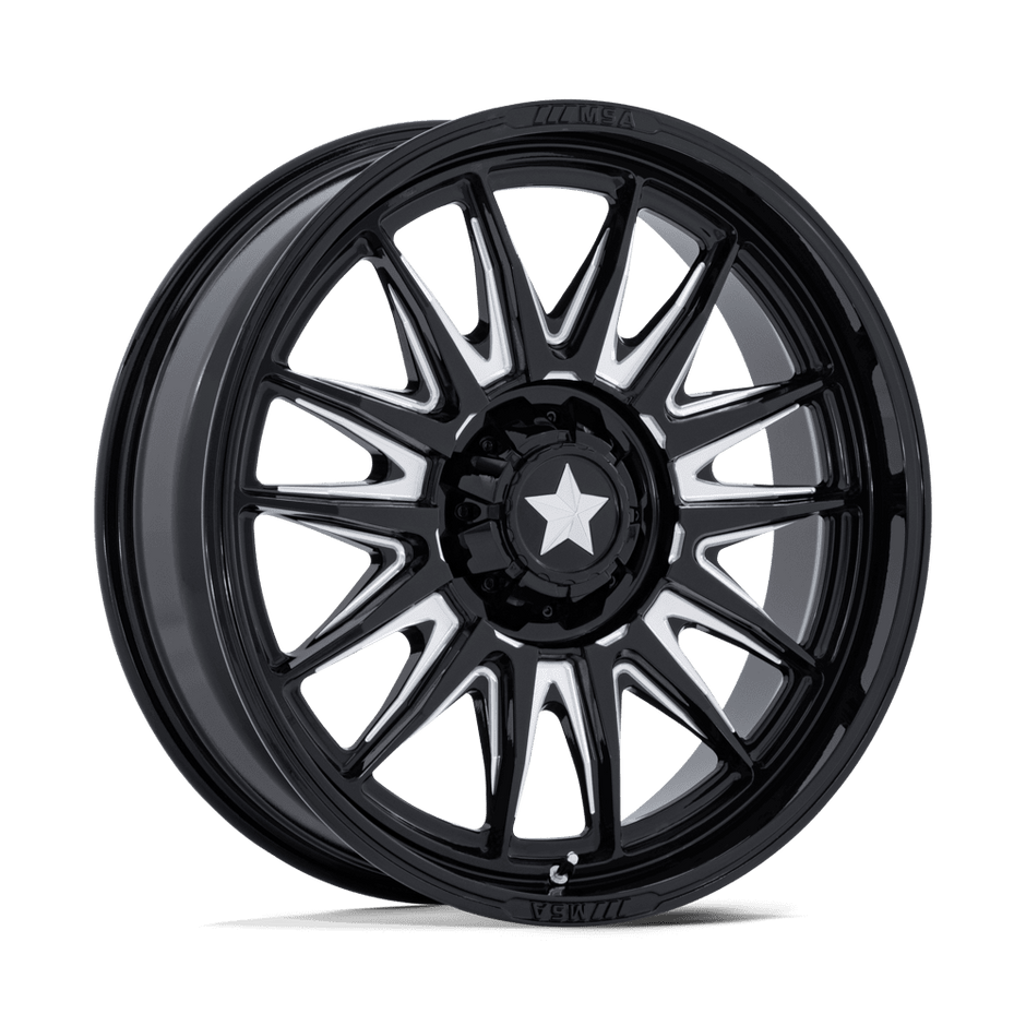 MSA Offroad Wheels M55 Commander UTV 22x7 Gloss Black Milled 0mm ET 110.1mm CB 4x137/4x156