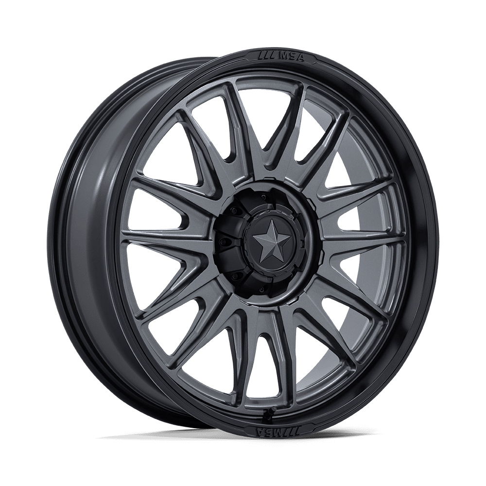 MSA Offroad Wheels M55 Commander UTV 22x7 Matte Gunmetal w/Matte Black Lip 0mm ET 72.56mm CB 5x114.3