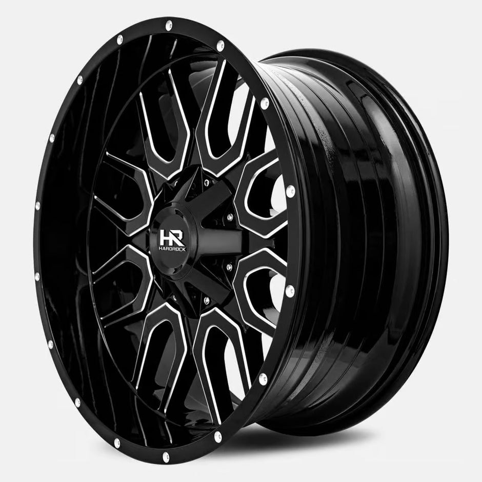 Hardrock Offroad Commander 20x12 Gloss Black Milled -51mm ET 125.2mm CB 8x170 wheel