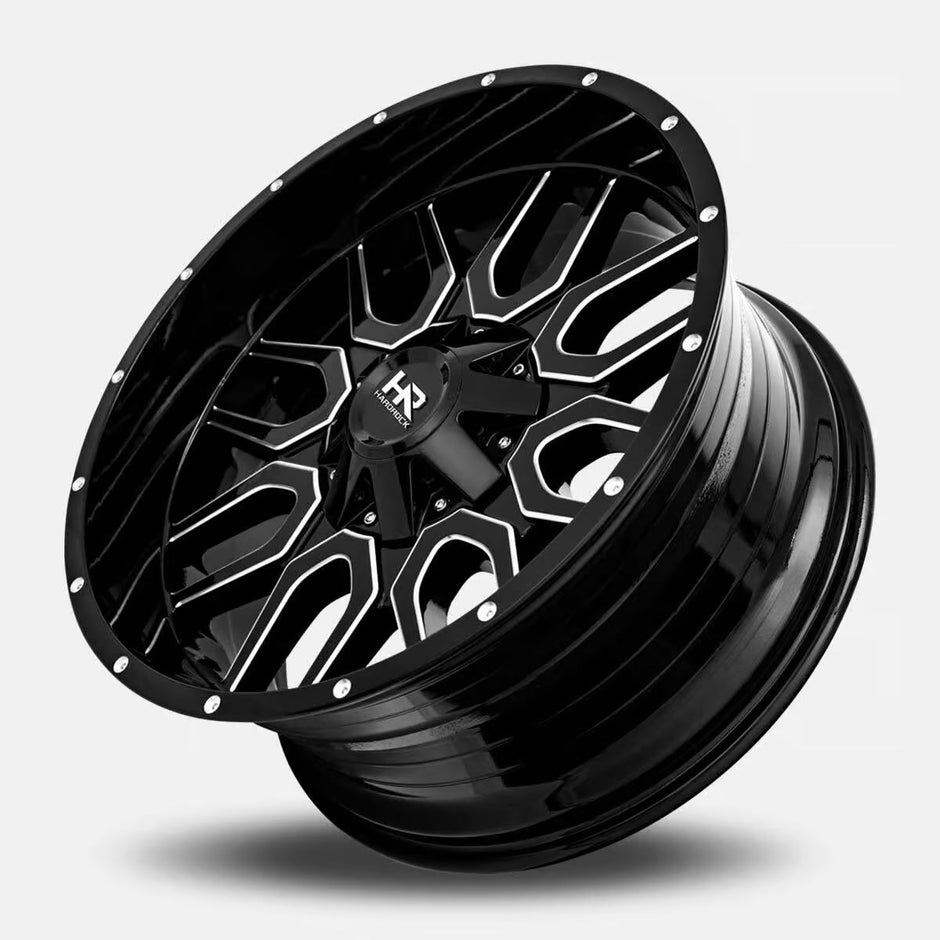 Hardrock Offroad Commander 22x10 Gloss Black Milled -25mm ET 108mm CB 6x135/6x139.7 wheel