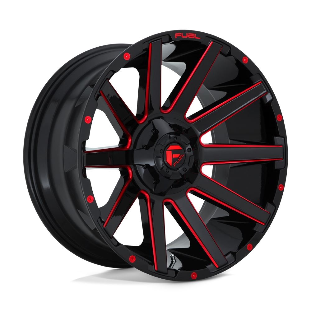 Fuel Wheels D643 Contra 18x9 Gloss Black w/Red Tinted Clear -12mm ET 106.1mm CB 6x135/6x139.7