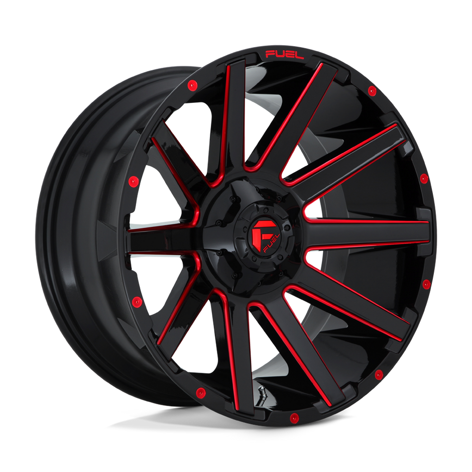 Fuel Wheels D643 Contra 18x9 Gloss Black w/Red Tinted Clear -12mm ET 106.1mm CB 6x135/6x139.7