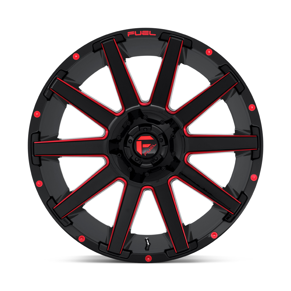 Fuel Wheels D643 Contra 18x9 Gloss Black w/Red Tinted Clear -12mm ET 106.1mm CB 6x135/6x139.7