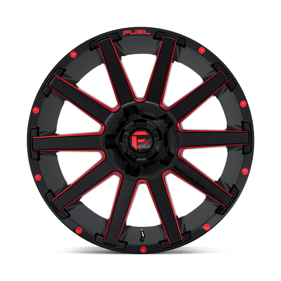 Fuel Wheels D643 Contra 18x9 Gloss Black w/Red Tinted Clear -12mm ET 106.1mm CB 6x135/6x139.7