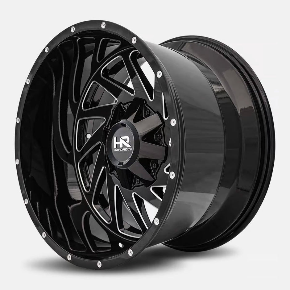 Hardrock Offroad Crusher 20x10 Gloss Black Milled -19mm ET 125.2mm CB 8x165.1 wheel